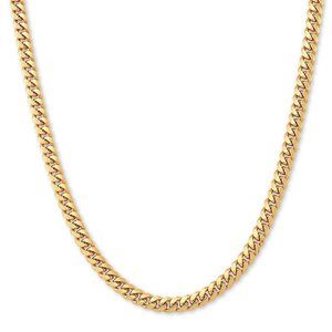 18k 5mm Cuban Link Stainless Steel Gold Plated Necklace Curb Chain for Men